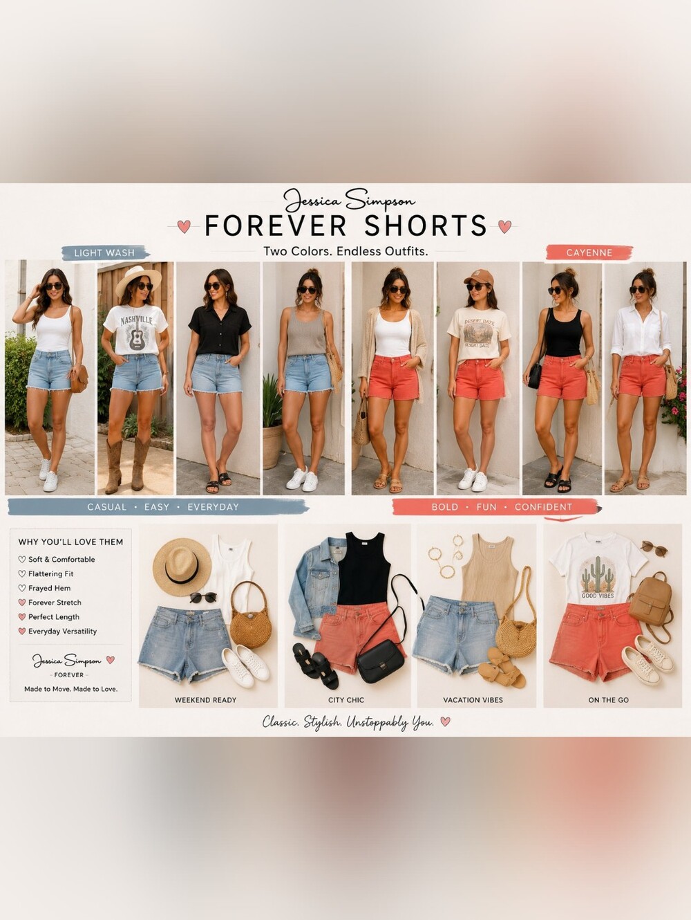 Jessica Simpson Size 30 Forever Shorts Bundle – Denim & Coral Cayanne NWOT/NWT